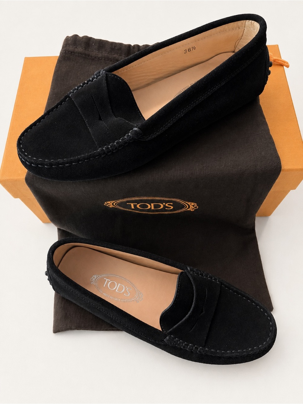 TOD'S Women’s Black Suede Penny Loafers